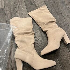 Chic Beige Heeled Boots